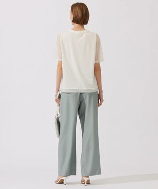 ICB L 【接触冷感・洗える】 チュールコンビ カットソー オフホワイト系