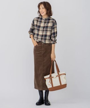 23区 【洗える】23区DENIM ベルベットストレッチ Aライン スカート モカ