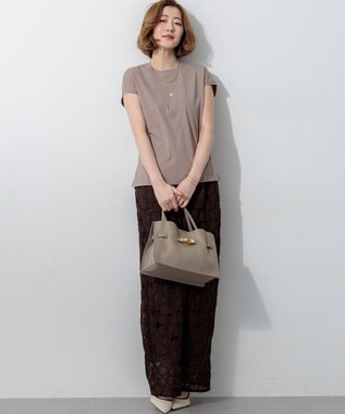 23区 【先行予約】ハイエンド フレンチスリーブ Tシャツ モカ系