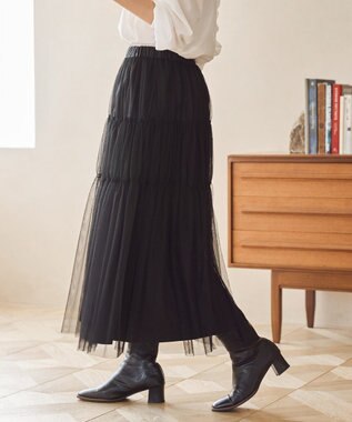 AMERICAN HOLIC ティアードチュールスカート Black