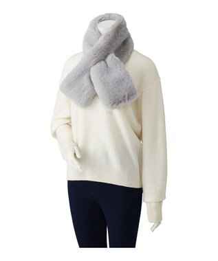 MOONBAT estaa【洗える】ポメラニアンみたいなふわふわフェイクファーマフラー ライトグレー