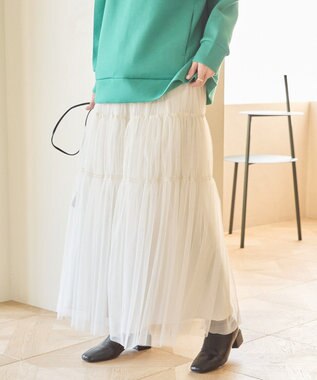 AMERICAN HOLIC ティアードチュールスカート Ivory