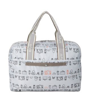 ACE BAGS & LUGGAGE HAyU × ace.  フォールディング 折り畳みボストンバッグ 猫柄 32L 17863 ライトベージュ柄