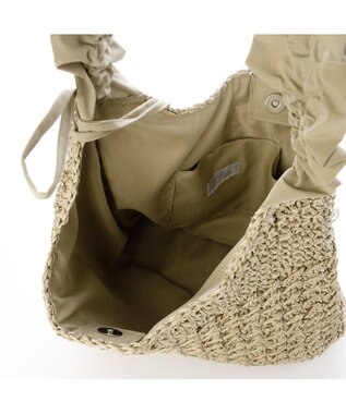 UNBILLION カシュカシュ cachecache / ドロストフリルハンドル地柄編みトート カゴバッグ オーク