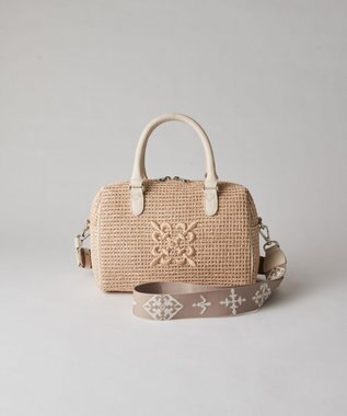 russet ナイロンラフィアミニボストンバッグ(CE-1715) Ivory