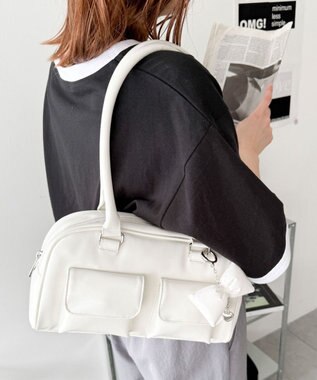 WEGO チャーム付きボストンバッグ ホワイト