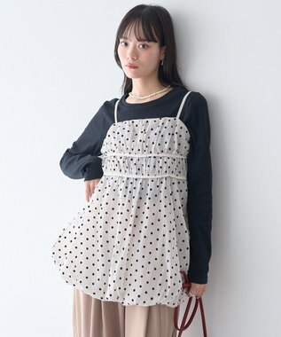 earth music&ecology ドットバルーンキャミチュニック Dot Black