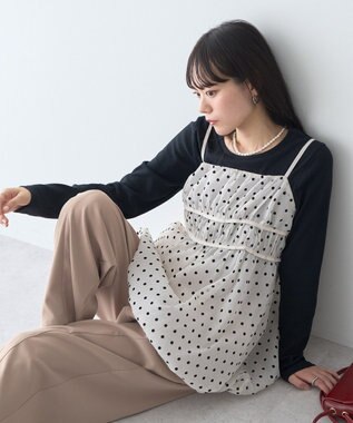 earth music&ecology ドットバルーンキャミチュニック Dot Black