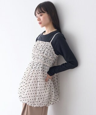 earth music&ecology ドットバルーンキャミチュニック Dot Black
