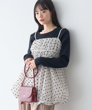 earth music&ecology ドットバルーンキャミチュニック Dot Black