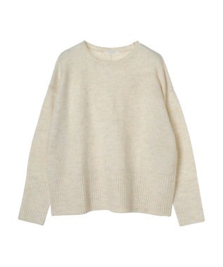 Green Parks ｆｕｗａっとメランジ袖リブ長めニットプルオーバー Light Beige