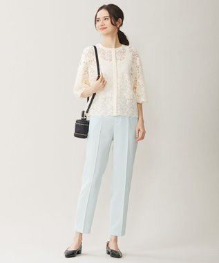 自由区 L 【セットアップ対応・UVカット・接触冷感・洗える】ライトストレッチテーパード パンツ サックス