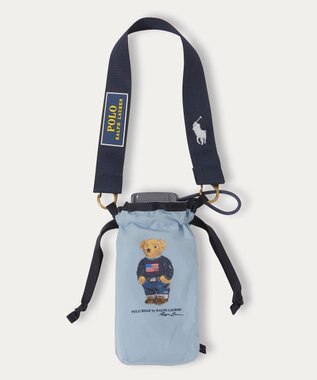 MOONBAT POLO RALPH LAUREN(ポロ ラルフローレン)FLAG BEAR 無地 5段折りたたみ傘 簡単開閉 サックスブルー
