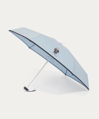 MOONBAT POLO RALPH LAUREN(ポロ ラルフローレン)FLAG BEAR 無地 5段折りたたみ傘 簡単開閉 サックスブルー