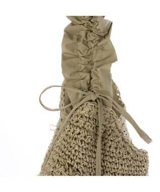 UNBILLION カシュカシュ cachecache / ドロストフリルハンドル地柄編みトート カゴバッグ オーク