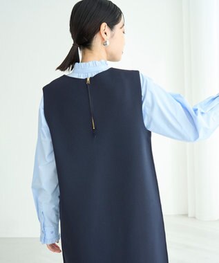 UNFILO L BEAUTY FORM KNIT スリーブレス ワンピース ネイビー
