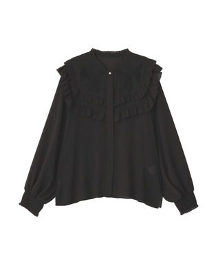 YECCA VECCA ラッフルレースブラウス Black