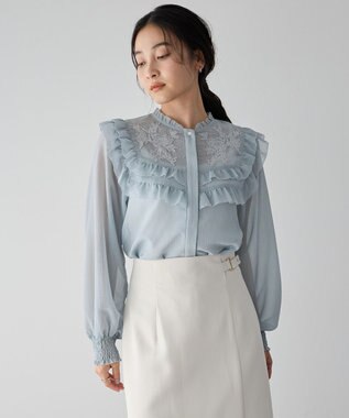 YECCA VECCA ラッフルレースブラウス Mint