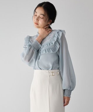 YECCA VECCA ラッフルレースブラウス Mint