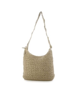 UNBILLION カシュカシュ cachecache / ドロストフリルハンドル地柄編みトート カゴバッグ オーク