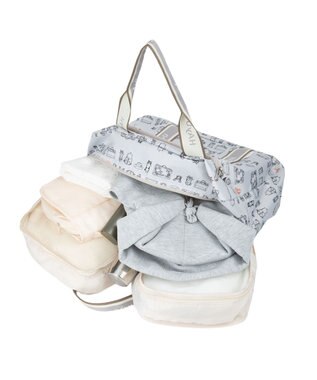 ACE BAGS & LUGGAGE HAyU × ace.  フォールディング 折り畳みボストンバッグ 猫柄 32L 17863 ライトベージュ柄