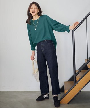 ANY L 【ウエストゴム】ストレートワイドデニム ダークインディゴ