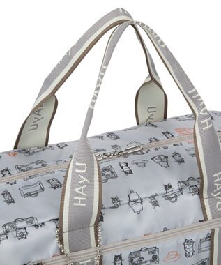 ACE BAGS & LUGGAGE HAyU × ace.  フォールディング 折り畳みボストンバッグ 猫柄 32L 17863 ライトベージュ柄