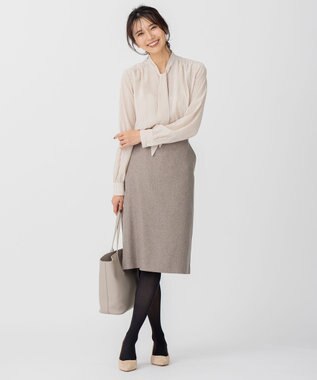 23区 【CLASSY.1月号掲載/洗える】ウールライクカルゼ タイト スカート ダークブラウン系