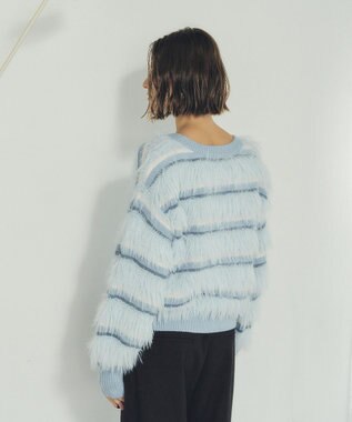 YECCA VECCA フェザーマルチボーダーニット Sax