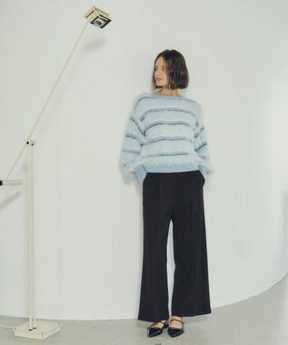 YECCA VECCA フェザーマルチボーダーニット Sax