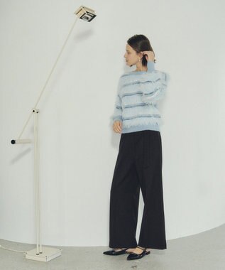 YECCA VECCA フェザーマルチボーダーニット Sax