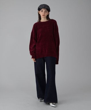 WEGO 【ユニセックス着用ITEM/MLサイズ展開】ベロアモールプルオーバー ワイン