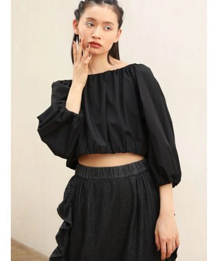 Green Parks ■ＥＳＣＡＲ　ギャザーショートプルオーバー Black