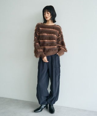 YECCA VECCA フェザーマルチボーダーニット Brown