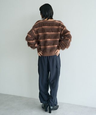 YECCA VECCA フェザーマルチボーダーニット Brown