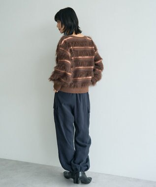 YECCA VECCA フェザーマルチボーダーニット Brown