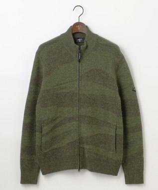 JOSEPH ABBOUD MOUNTAIN 【イタリア糸使用/軽量】ブークレーカモフラージュ  ニット ブルゾン オリーブ系9