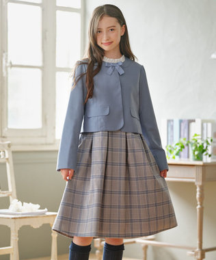 組曲 KIDS 【150-170㎝】 チェックワンピース＆T/Rジャケットセット