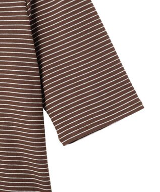 earth music&ecology ゴールドボタンボーダーカーディガン Brown