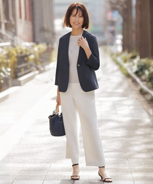 J.PRESS LADIES S 麻シェルドライ ワイド ストレート パンツ ナチュラル系