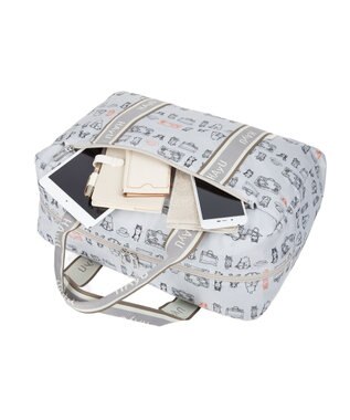 ACE BAGS & LUGGAGE HAyU × ace.  フォールディング 折り畳みボストンバッグ 猫柄 32L 17863 ライトベージュ柄