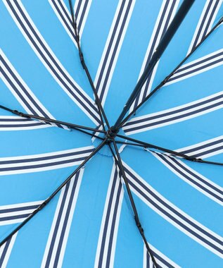 MOONBAT POLO RALPH LAUREN (ポロ ラルフローレン)折りたたみ傘 ワンポイント ストライプ 75デニール 日本製 サックスブルー