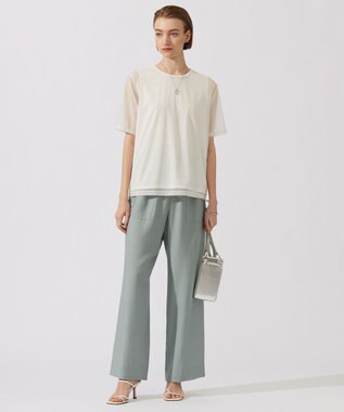 ICB L 【接触冷感・洗える】 チュールコンビ カットソー オフホワイト系