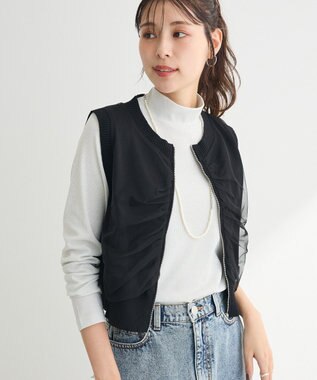 Green Parks チュールドッキングニットｚｉｐベスト Black