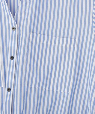 Green Parks ウエストリボンミディ丈ワンピース Stripe Blue