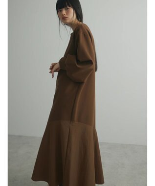 Green Parks armonia．布帛切り替えポンチワンピース Brown