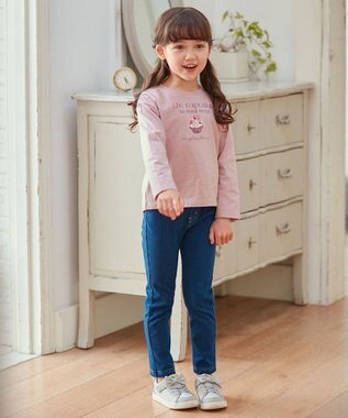 ANY KIDS アートモチーフ 長袖 Tシャツ ピンク×カップケーキ