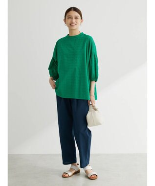 Green Parks Ｉ　ＳＥＴ２点　刺繍７分袖ブラウス＋タンクトップ Green