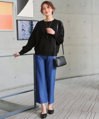 Tiaclasse 肩レースドルマンニットトップス ブラック