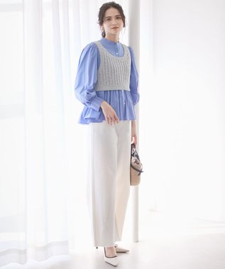 23区 【SLOW/一部店舗限定】タンブラーコットンブロード ブラウス ブルー系